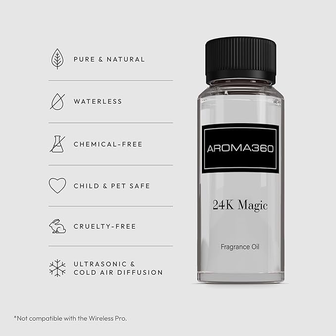 Aroma360-24K Magic Fragrance Oil Blend | Hotel Inspired Luxury Essential Oil Diffusers | Aromatherapy Scent Diffuser Oil | Citrus, Bergamot, Lemon & Lemongrass with Notes of Jasmine. - 120ML