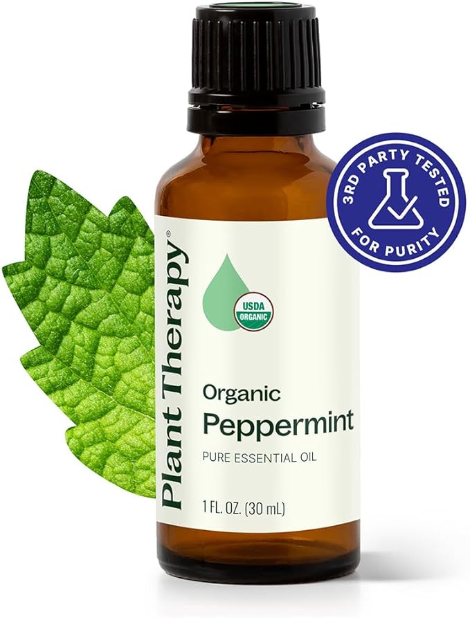 Plant Therapy Organic Peppermint Essential Oil 100% Pure, USDA Certified Organic, Undiluted, Natural Aromatherapy, for Diffusion, Skin, Hair, Therapeutic Grade 30 mL (1 oz)