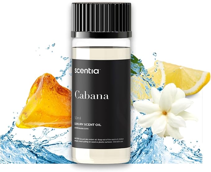 Scentia Hotel Diffuser Oil Inspired by 5-Star Hotel Scent - 50 mL 1.69 fl oz - Essential Oil Blend Botanical Jasmine, Bergamot & Fresh Marine Notes Aromatherapy Diffusers - Cabana, Thanksgiving Gift