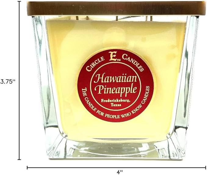 Circle E Candles, Hawaiian Pineapple Scent, Medium Size Jar Candle, 22oz, 2 Wicks