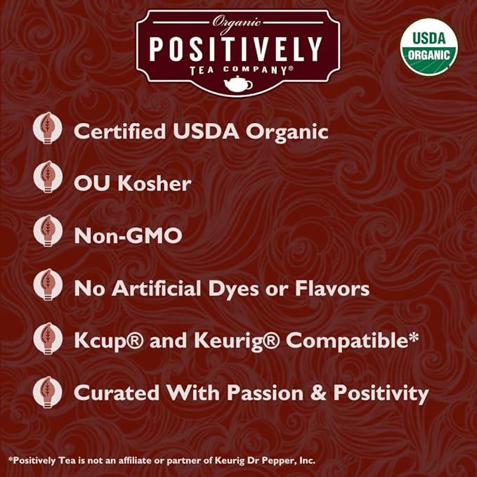 Organic Positively Tea Company, Blood Orange Vanilla Rooibos Tea, K-Cup Compatible, 24 Pods