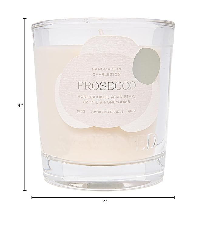 Rewined - Premium Prosecco Scented Candles, 10 oz. - Velvety Smooth, Smoky Scented with Notes of Honeysuckle, Crisp Asian Pear, Fresh Ozone & Honeycomb - Non Toxic Candles