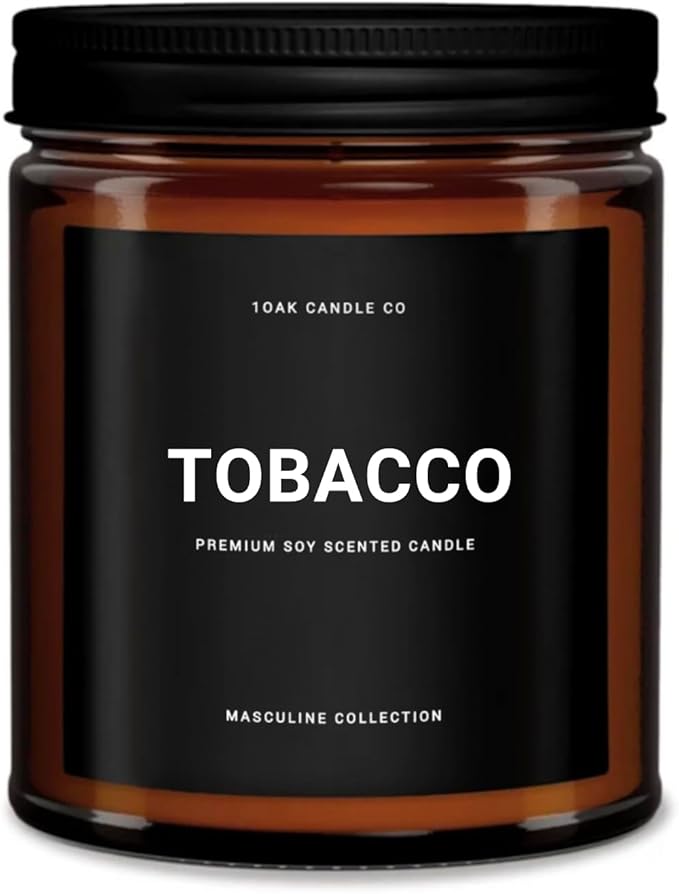 1OAK Tobacco Candle - Scented Candles for Men (Tobacco) - Pipe Candle - Cigar Scented Candles - Long Burning Premium - Soy Wax (7oz.)