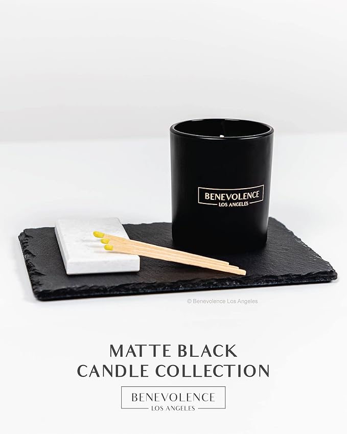 Benevolence LA Oud Wood Christmas Scented Candles | Soy Candles, Black Candle for Home | Holiday Candle Gifts for Women and Men | Home Fragrance | Aromatherapy | 8oz, 45 Hour Burn
