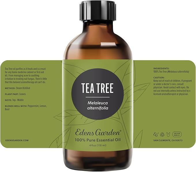 Edens Garden Tea Tree Essential Oil- 100% Pure Premium Grade, Undiluted, Natural, Therapeutic, Aromatherapy, The Best for Diffuser, Hair, Humidifiers, Kid Safe118 ml (4 fl oz)