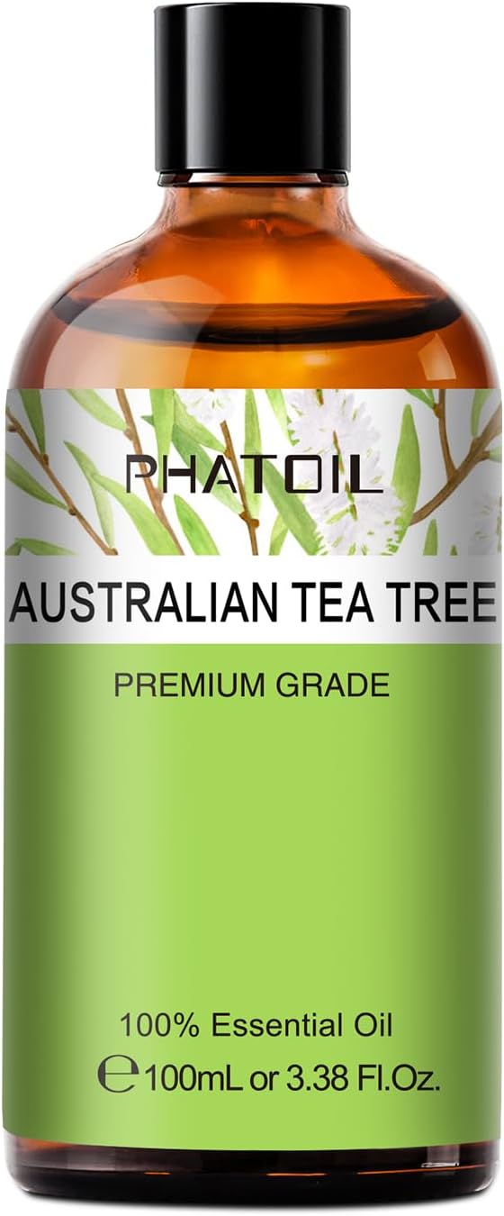 Australian Tea Tree 3.38fl.oz Essential Oil, PHATOIL Pure Aromatherapy Oils for Diffuser, Humidifier, Perfect for DIY Soap, Candle, Bath Bombs Making(100ml)