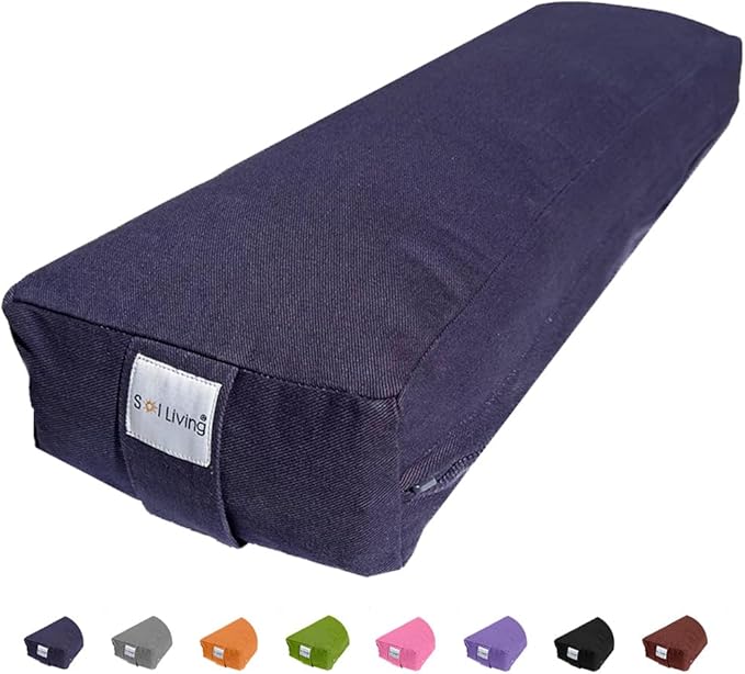 Sol Living Yoga Bolster Pillow Rectangular Meditation Cushion Cotton Meditation Accessories for Restorative Yoga Meditation Pillow Yoga Pillow Firm Body Pillow Bolster Pillow for Legs Removable Cover