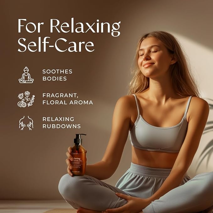 Gya Labs Relaxing Massage Oil - 6.76 Fl Oz - Non-Greasy Formula for Sore Muscles, Deep Relaxation & All Skin Types - Suitable for Men & Women
