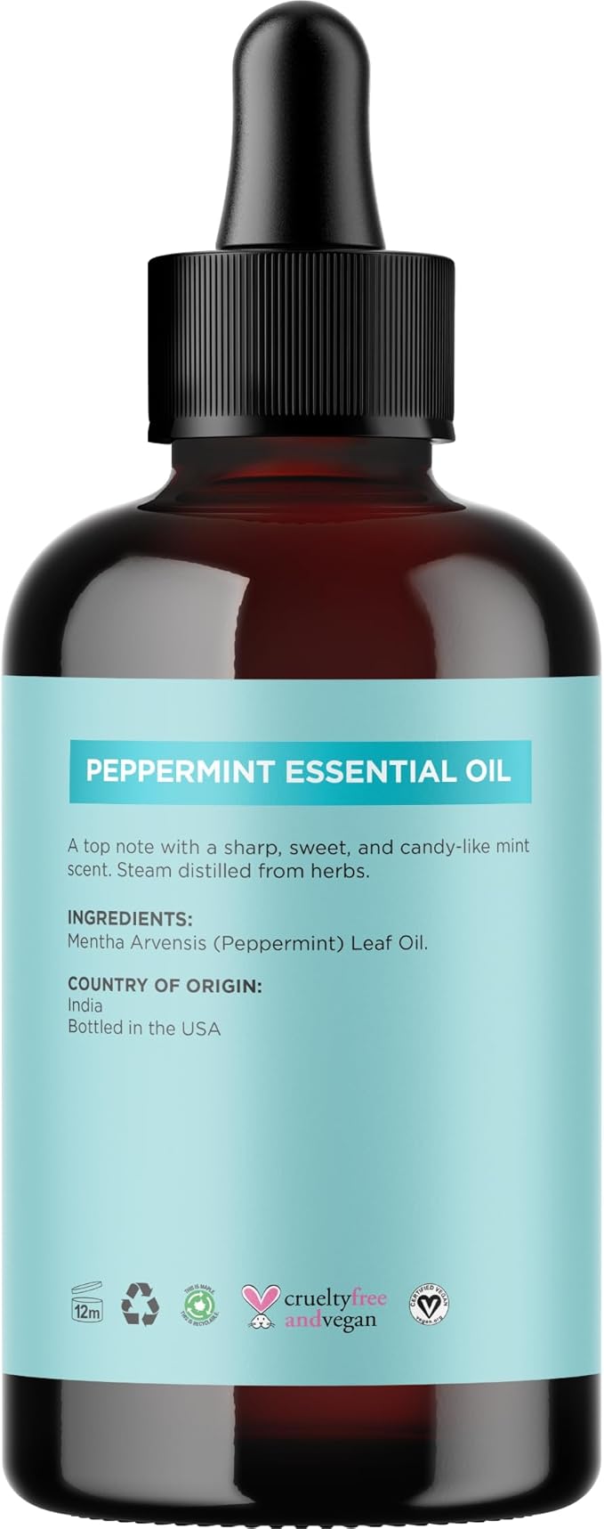 Peppermint Essential Oil for Diffuser Aromatherapy - 100% Pure Peppermint Oil for Hair Skin and Nails Plus Undiluted Refreshing Aromatherapy Essential Oil for Diffusers Baths and Topical Uses 4oz