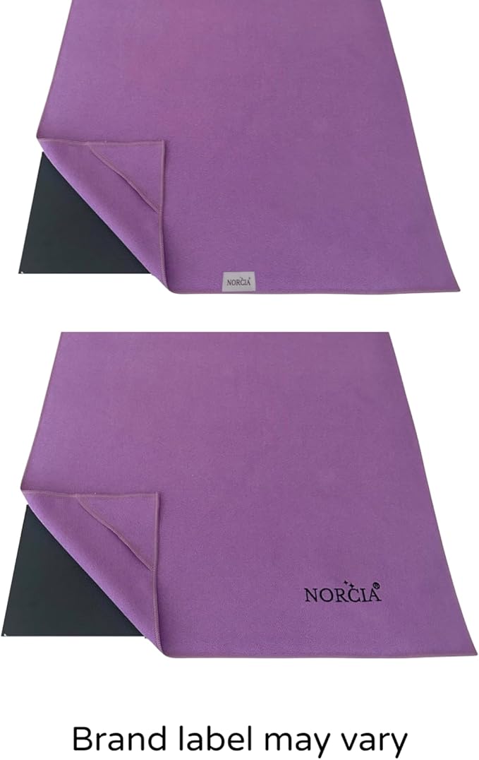 NORCIA Yoga Towel, Non Slip Hot Yoga Mat Towel with Corner Pockets, Mat-Sized 24" x 72", 100% Microfiber Sweat Absorbent, Perfect for Hot Yoga, Bikram, Pilates and Yoga Mats (Purple)