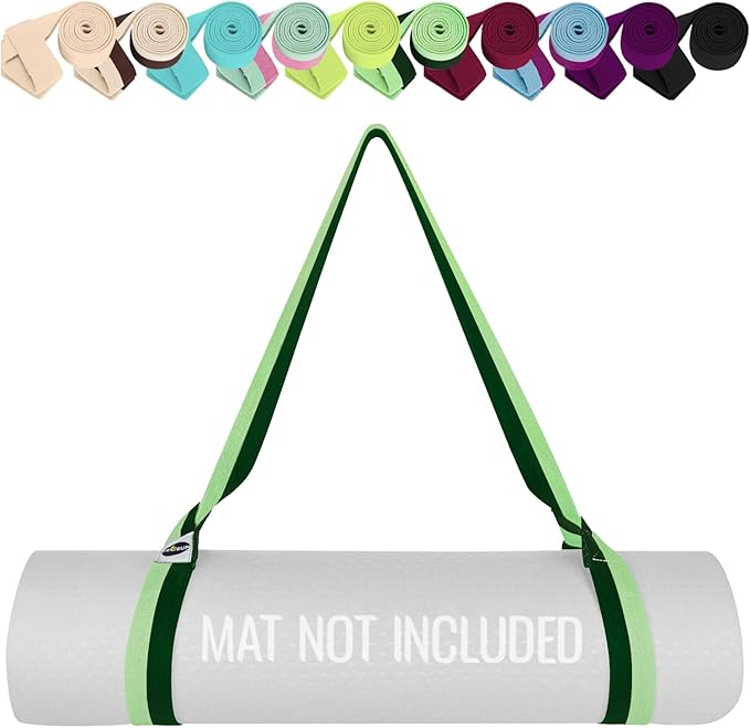 TECEUM Yoga Mat Strap – 30+ Colors – Adjustable Mat Holder Sling Carrier for All Mats [Mat Not Included]