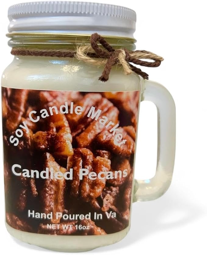 Soy Scented Candles | Handmade & Highly Aromatic Candles Burns Upto 85 Hours in Glass Jar - Perfect for Home Decor, Wedding, Birthday, Dinner (Candied Pecans, 12 oz)