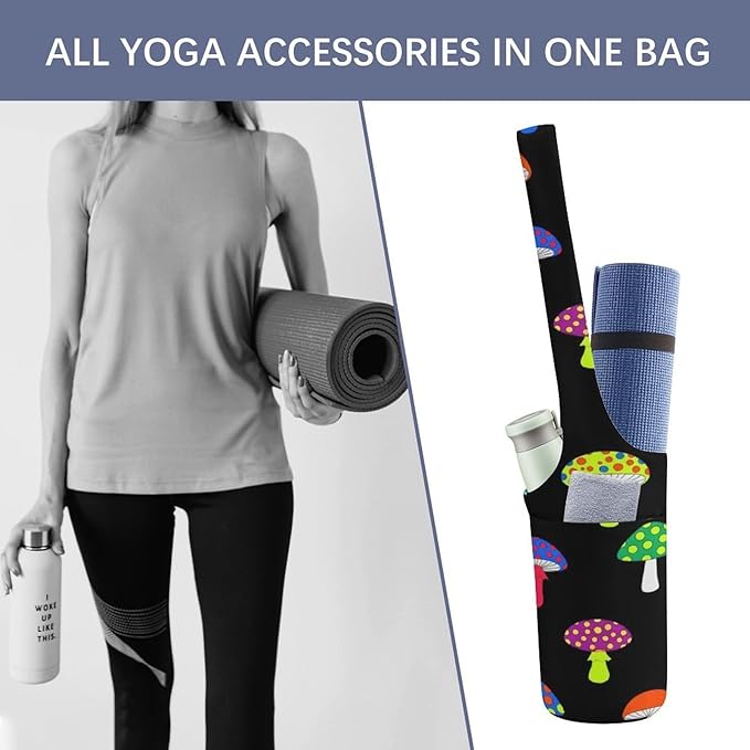Meaudiwes Yoga Mat Bag for Women, Stylish Yoga Mat Tote Sling Carrier Bag, Long Strap Exercise Mats Totes Sport Storage Bag