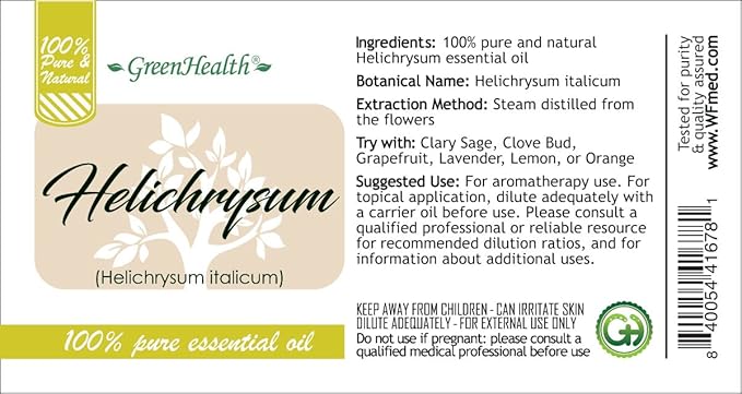 Helichrysum Essential Oil – 2 fl oz – 100% Pure, Natural, Undiluted – Aromatherapy Oil - GreenHealth