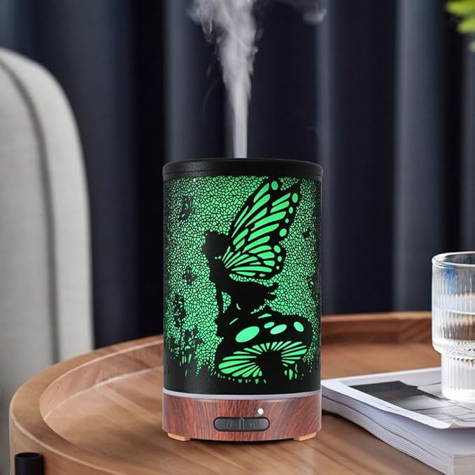 Essential Oil Diffuser, Ultrasonic Diffuser for Essential Oil, Cool Mist Humidifier Aromatherapy Diffuser with 7 Color Lighting Changing Modes, Waterless Auto Shut-Off for Home（Flower Fairy）