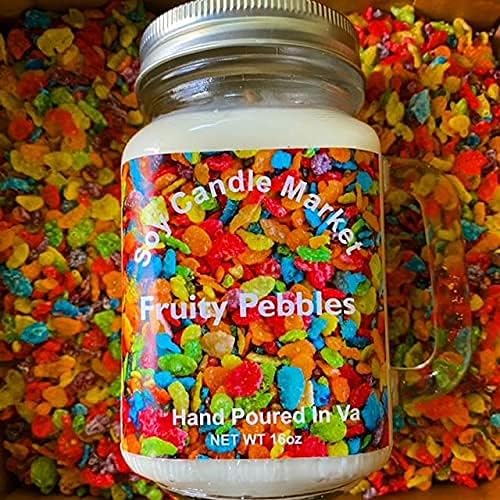 Soy Scented Candles | Handmade & Highly Aromatic Candles Burns Upto 85 Hours in Glass Jar - Perfect for Home Decor, Wedding, Birthday, Dinner (Fruity Pebbs, 12 oz)