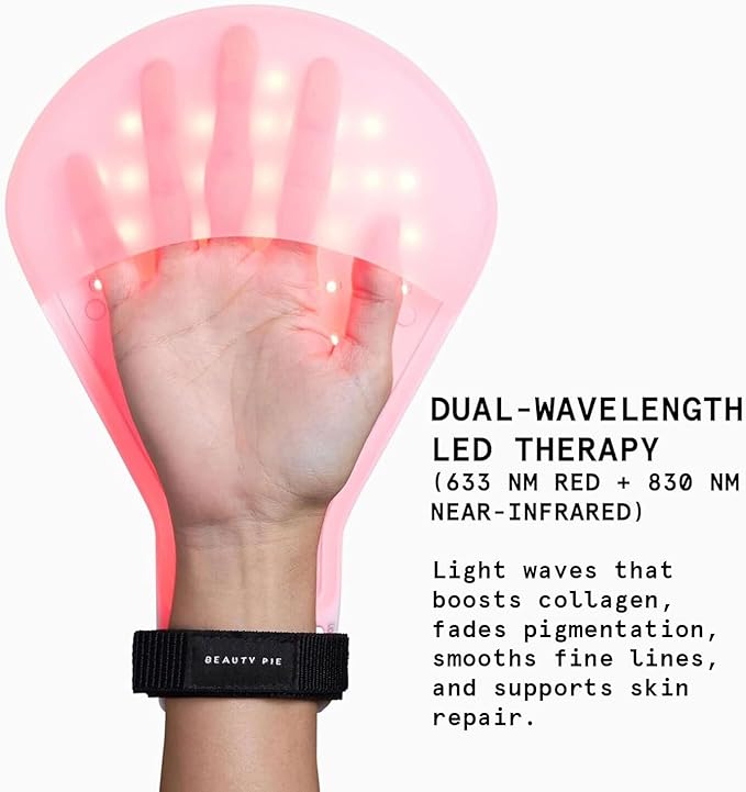 Beauty Pie C-Wave Rejuvenating LED Treatment for Hands – Red + Near-Infrared Light Therapy Glove Device for Age Spots, Pigmentation & Firming