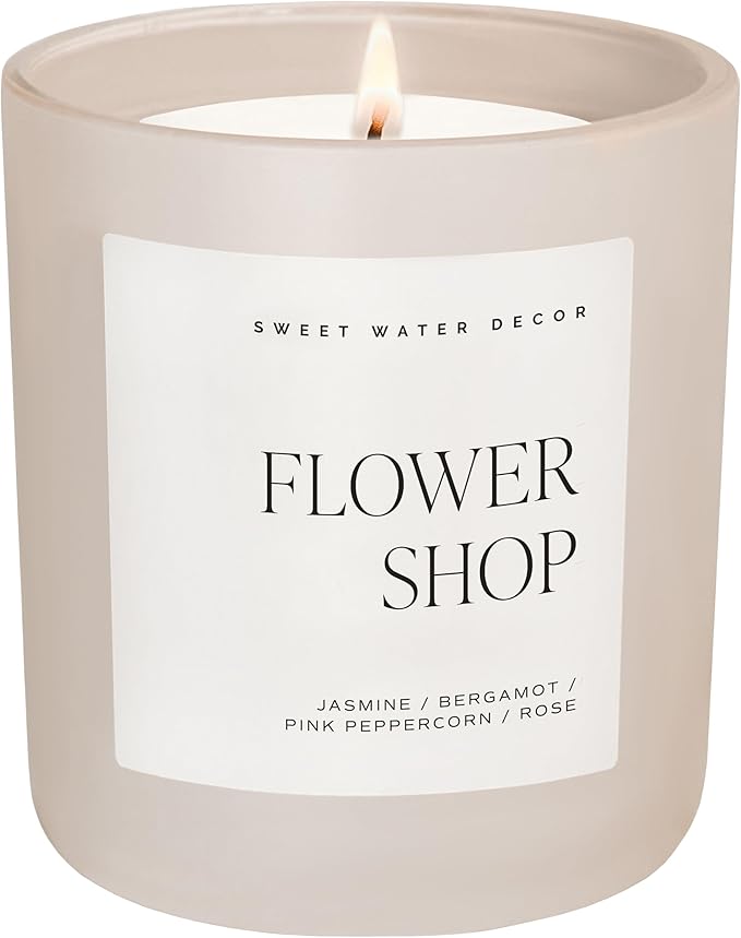 Sweet Water Decor Rose Candle - Jasmine with Pink Peppermint Scent - Rose Scented Candles 100% Cotton Wick - Bergamot with 70 Hours Burn Time - Scented Candle for Home - Flower Shop 15oz