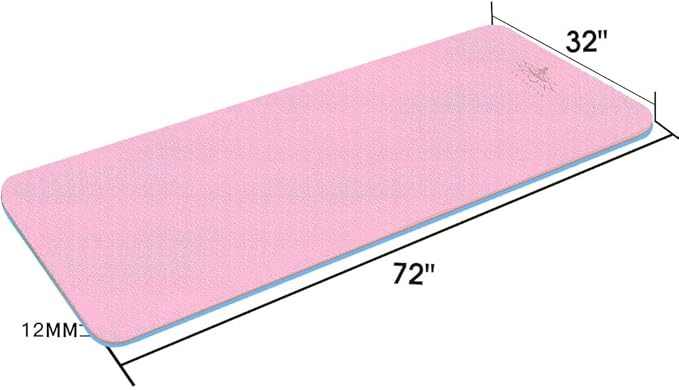 Hatha Yoga Extra Thick TPE Yoga Mat - 72"x 32" Thickness 1/2 Inch -Eco Friendly SGS Certified - With High Density Anti-Tear Exercise Bolster For Home Gym Travel & Floor Outside