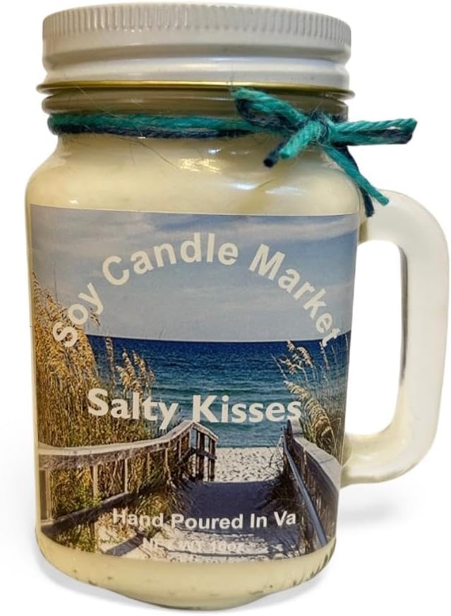Soy Scented Candles | Handmade & Highly Aromatic Candles Burns Upto 85 Hours in Glass Jar - Perfect for Home Decor, Wedding, Birthday, Dinner (Salty Kisses, 12 oz)