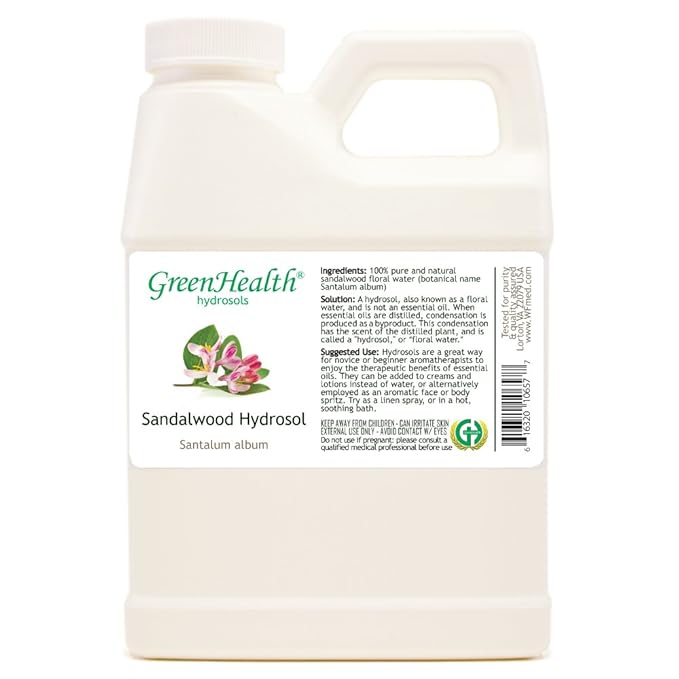 Sandalwood Hydrosol (Floral Water) - 16 fl oz Plastic Jug w/Cap - 100% Pure (NOT Oil) - GreenHealth