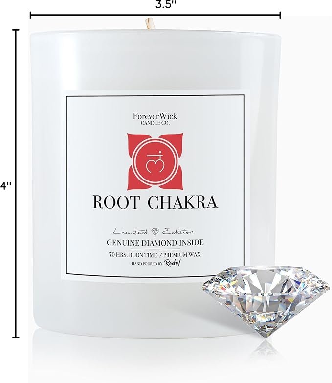 Foreverwick Root Chakra Jar Candle | Natural Soy Wax Candle | Sandalwood Scented | Red Jasper Crystal Jar | Lead & Zinc Free Wick | 14 oz Organic