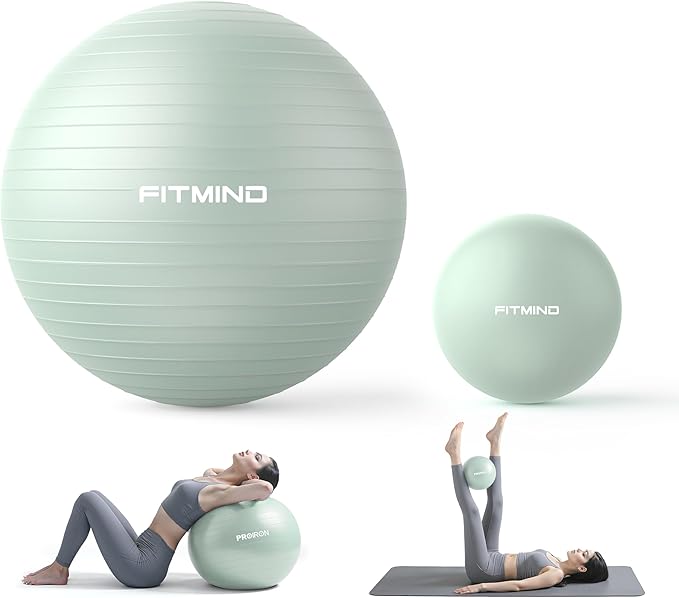 FITMIND Exercise Balls Set 22-30 Inch & 9 Inch, Small Pilates Ball with Pump, Pregnancy Ball for Women, Yoga Balls for Exercise, Small Exercise Ball for Between Knees, Stability, Physio
