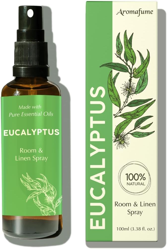 Eucalyptus Room, Linen & Pillow Spray by Aromafume | 100ml/3.38 fl oz | with Pure Eucalyptus Essential Oil | Aromatherapy | Mist for Bedding, Fabrics