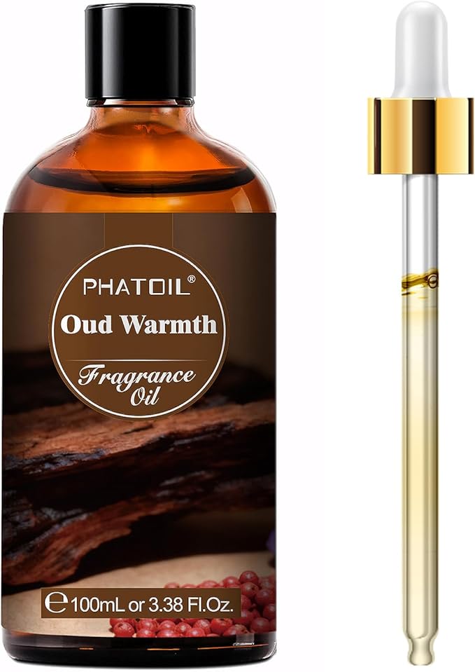 PHATOIL 3.38FL.OZ Oud Warmth Fragrance Oils for Aromatherapy, Essential Oils for Diffusers for Home, Perfect for Diffuser, Yoga, Skin Care, DIY Candle and Soap Making - 100ml
