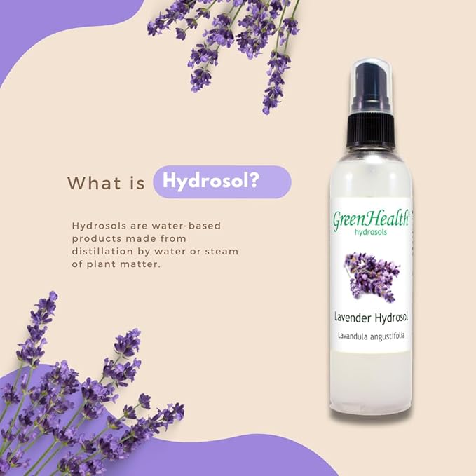 GreenHealth Lavender Hydrosol (Floral Water) - 8 fl oz Plastic Bottle w/Cap - 100% Pure (NOT Oil)