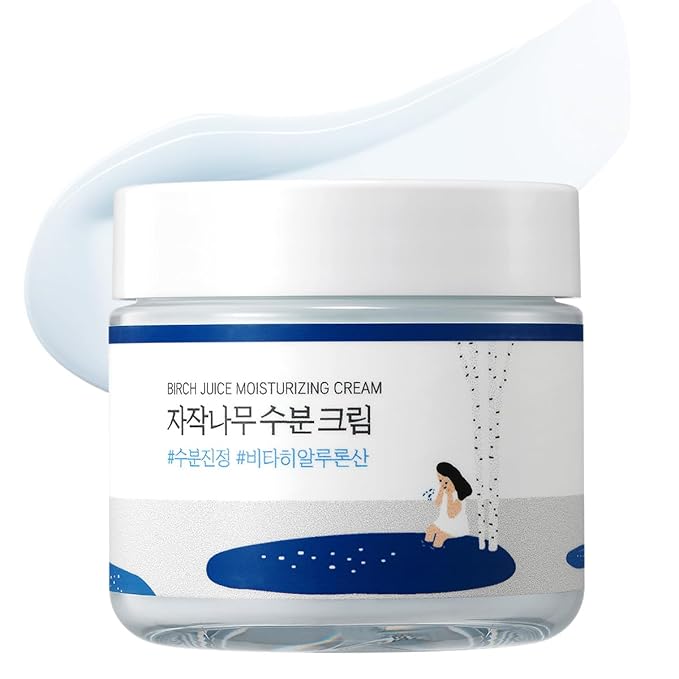 ROUND LAB Birch Juice Moisturizing Cream 2.7 Fl Oz, 48-Hour Deep Hydrating Face Moisturizer with Birch Sap & Vita Hyaluronic Acid for Acne-Prone Skin, Reduces Sebum, Oil, Blackheads, Korean Skin Care