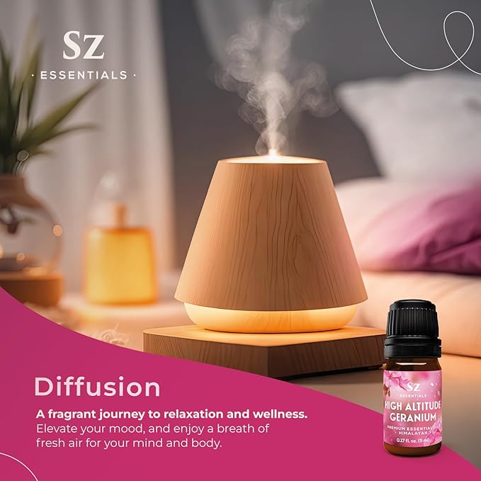 High Altitude Geranium Essential Oil – 100% Pure & Natural, Grown in The High-Altitude – Aromatherapy, Home Use – Therapeutic Grade & Vegan – 5 mL