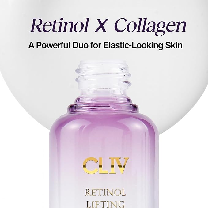 CLIV Retinol Lifting Ampoule, Korean Skincare with 85% Collagen Solution, Retinol, Peptides & Fermented Botanical Complex for Skin Texture and Moisture Support, balloon serum 1.01 fl oz