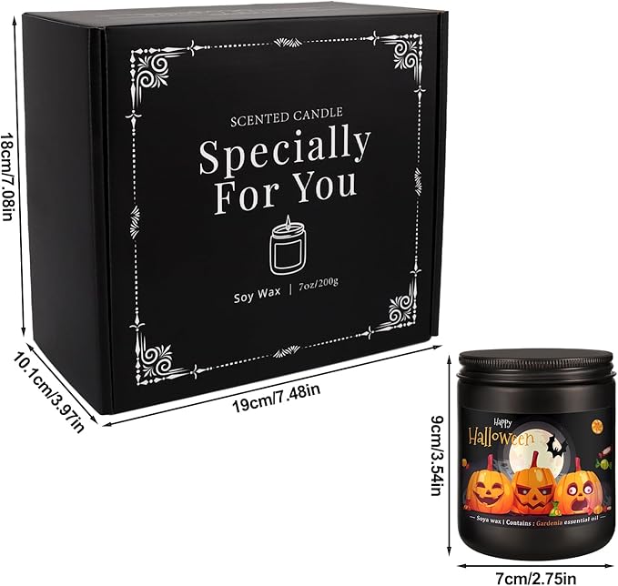 4 Pack Black Halloween Scented Candles -7oz Soy Wax Candles with Essential Oils (Rosemary, Vanilla, Gardenia, Lavender)