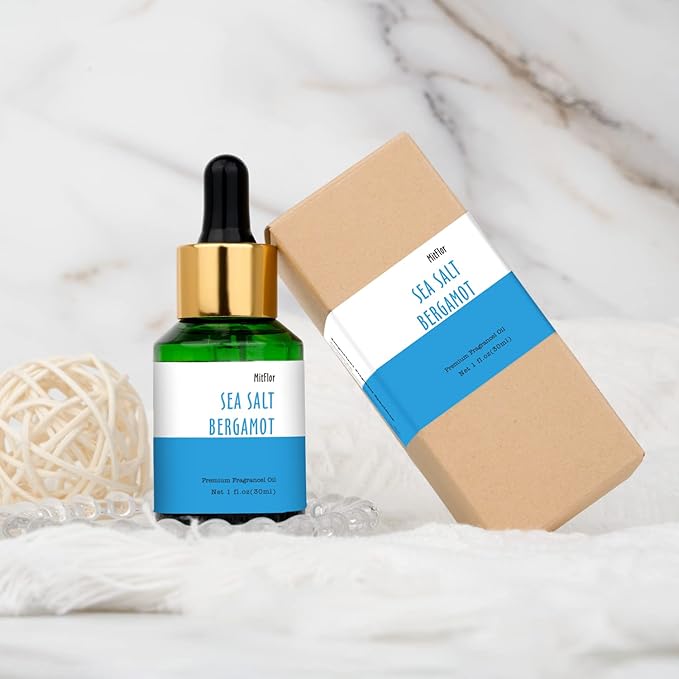 Sea Salt Bergamot Fragrance Oil, MitFlor Single Scented Oil, Large Size Premium Grade Fragrance Oil for Soap & Candle Making, Aromatherapy Oil, Fresh Summer Scent for Home Fragrance, 30ml