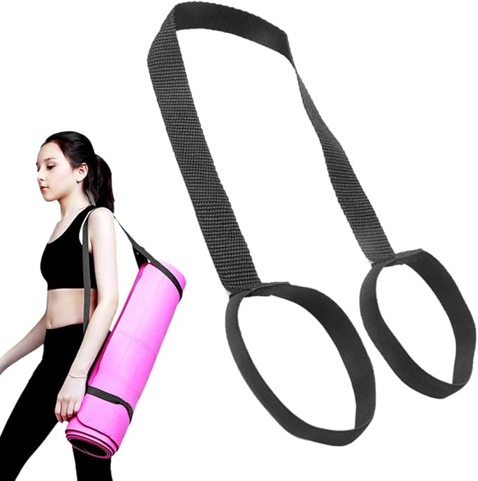HywkingGrt 1Pc Black Yoga Mat Carrier Strap, Exercise Mat Carrier Adjustable Sling Weight Loss Fitness Binding Rope