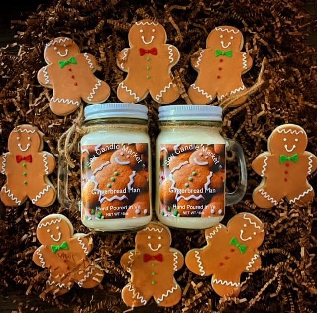 Soy Scented Candles | Handmade & Highly Aromatic Candles Burns Upto 85 Hours in Glass Jar - Perfect for Home Decor, Wedding, Birthday, Dinner (Gingerbread Man, 12 oz)