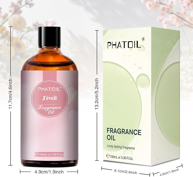 PHATOIL J'éveil Fragrance Oils for Aromatherapy, 3.38FL.OZ Diffuser Oils for Home, Perfect for Aromatherapy, Humidifiers, Yoga, DIY Candle and Soap Making - 100ml