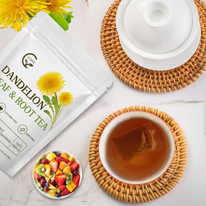 Organic Dandelion Leaf & Root Tea, Supports Kidney Function and Healthy Digestion, Caffeine Free, 40 Tea Bags