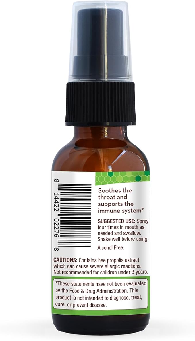 Wedderspoon Propolis and Manuka Honey Throat Spray, Chamomile & Mint, 1 Fl Oz (Pack of 1), Sore Throat Relief, Natural Immune Support
