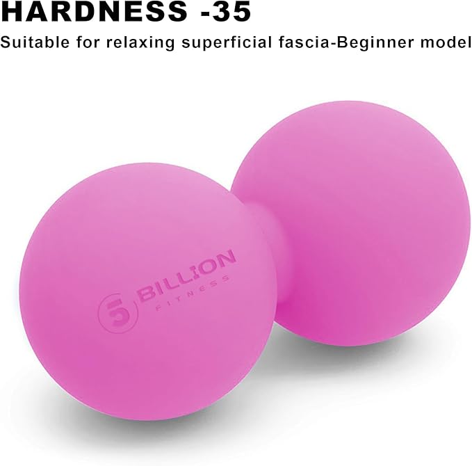 5BILLION Peanut Massage Ball - Double Lacrosse Massage Ball & Mobility Ball for Physical Therapy, Deep Tissue Massage Tool for Myofascial Release, Muscle Relaxer, Pink