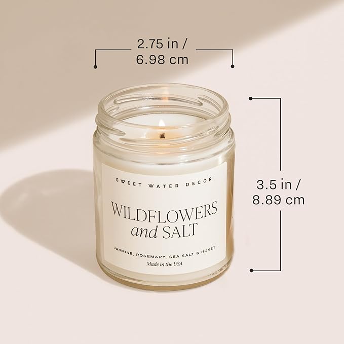 Sweet Water Decor Gingerbread and Spice Candle - Orange, Lemon, and Gingerbread Soy Christmas Candles - Gold Foil Pattern 9oz Clear Jar, 40 Hour Burn Time, Made in The USA