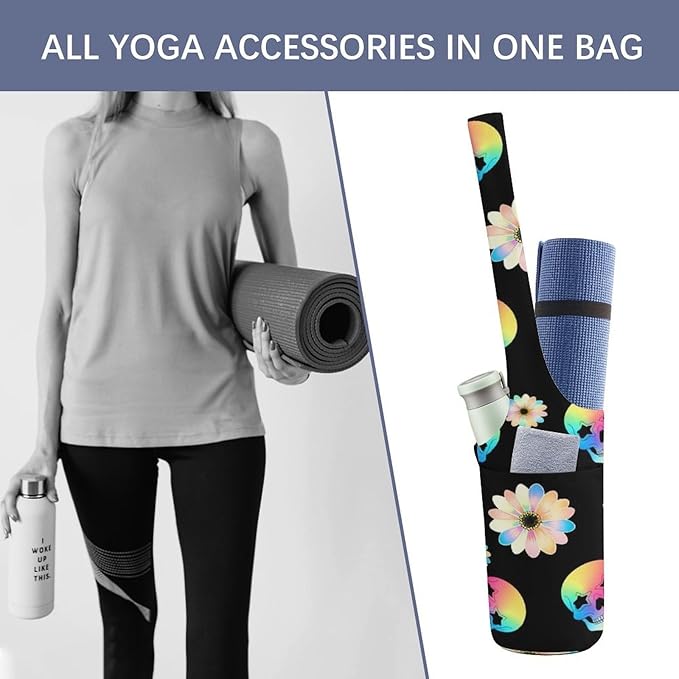 Meaudiwes Large Size Yoga Mat Bag with Long Strap, Yoga Mats Carrier Storage Bag, Exercise Mat Holder Accessories