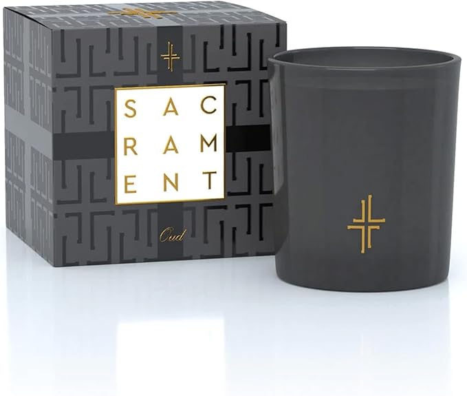 SAINT X Ali Landry Sacrament Scented Candle - Oud, Jasmine, & Vanilla Soy Coconut Aromatherapy Candle - Long-Lasting 80-Hour Burn Time - Decorative, Relaxing, Fragrant Home Decor & Gift