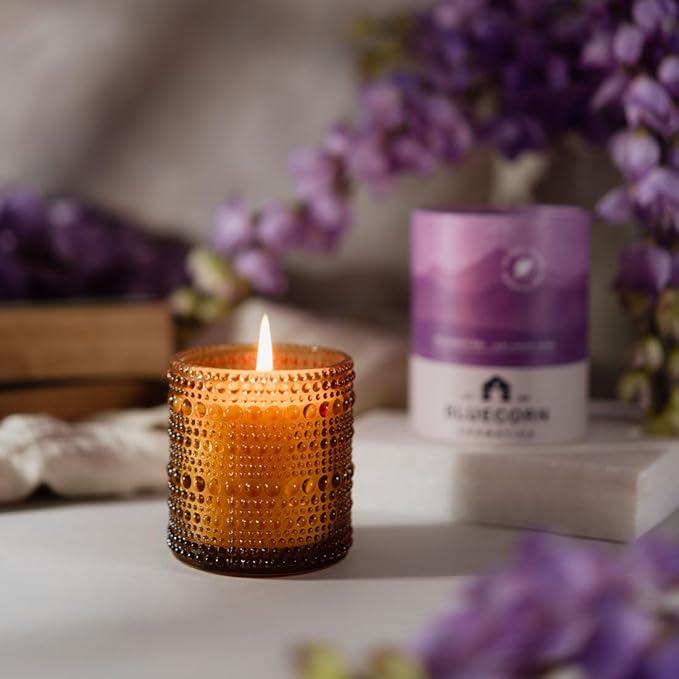 Bluecorn Aromática Scented Candle, Mountain Lilac Fragrance with Lilac, Hyacinth & Vetiver, Vegan Coconut Wax Candle, Long Lasting Candle for Home Decor, Gifts for Women & Men, American Made, 11 Oz