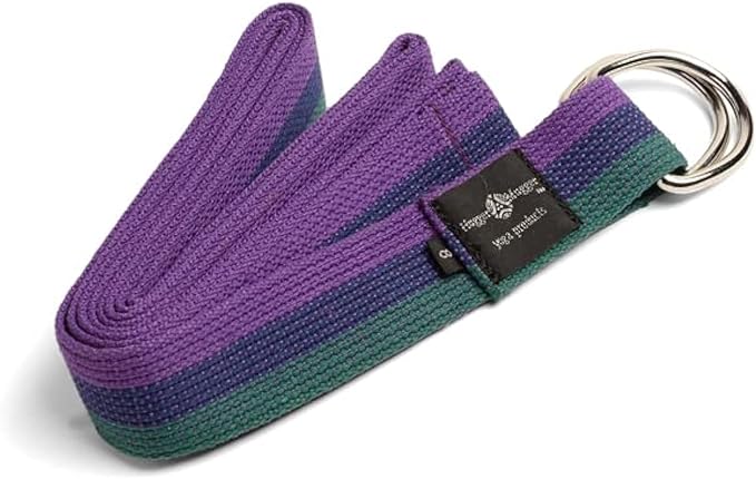 Hugger Mugger D-Ring Cotton Yoga Strap - Super Strong Cotton, Metal D-Ring Buckle, Multiple Lengths Available
