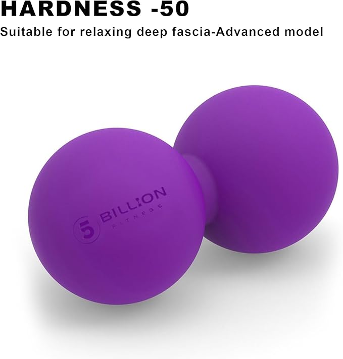 5BILLION FITNESS Peanut Massage Ball,Double Lacrosse Ball and Mobility Massage Ball for Physical Therapy - Deep Tissue Massage Tool for Myofascial Release, Muscle Relaxer, Acupoint Massage (Purple)