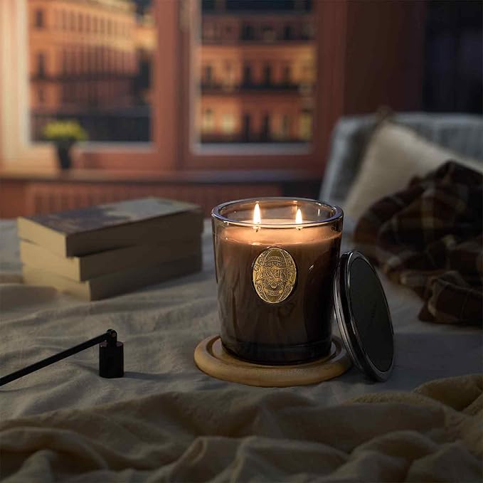M&SENSE Large Two-Wick Soy Candle | Crisp Chill & Black | 19.8 oz, 120H Burn Time | Luxury Scented Candle for Him,for Relaxation, Gifting, Home Décor | Ideal for Bedroom, Office, Party Ambiance
