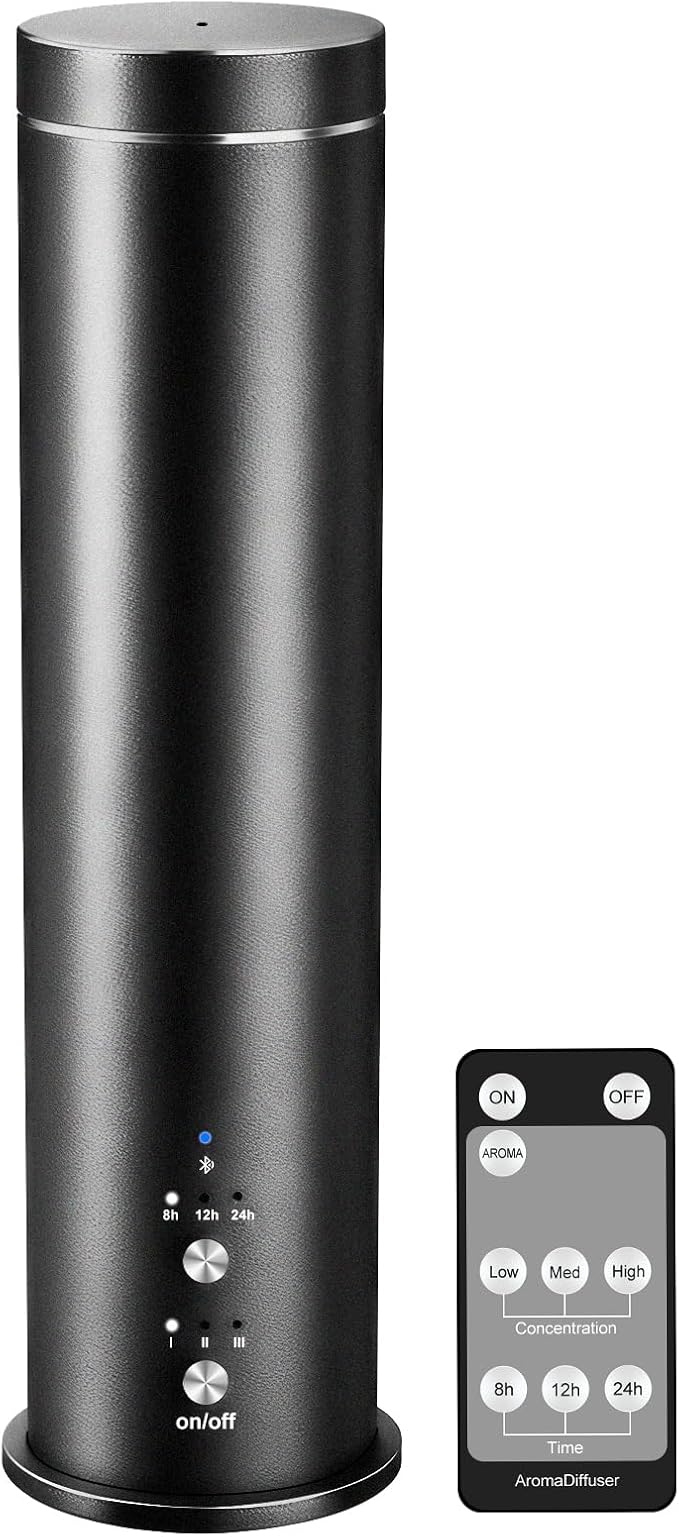 Waterless Essential Oil Diffuser Large Room Scent Diffuser for Home, Office, Hotel and Spas - Aromatherapy Diffuser Fragrance Oil Machine, Remote Control, Timer, Black