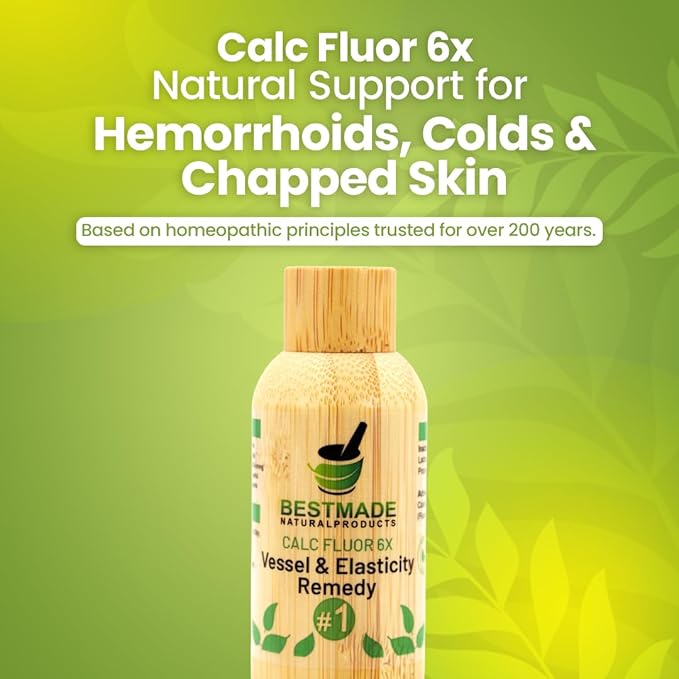 BestMade Natural Products Calc Fluor 6X - The Elasticity Cell Salt for Hemorrhoids, Chapped Skin, and Cold Support, 350 Pellets